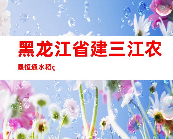 黑龙江省建三江农垦恒通水稻种植农民专业合作社